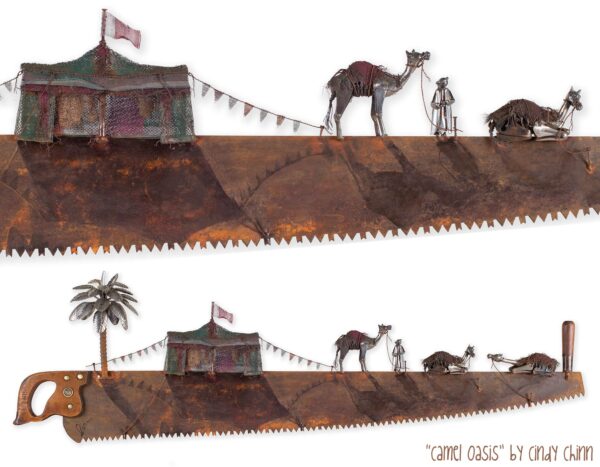 Camel desert oasis metal saw art wall decor gift rustic
