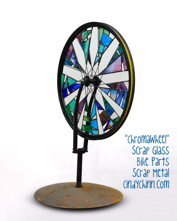 Chromawheel - glass art on bicycle wheel by Cindy Chinn - Image 2