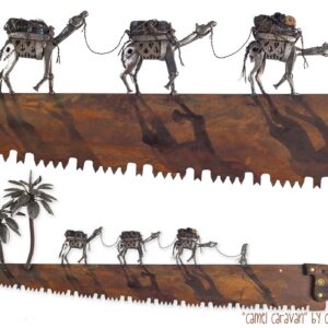 Camel-Caravan_wall art handmade saw
