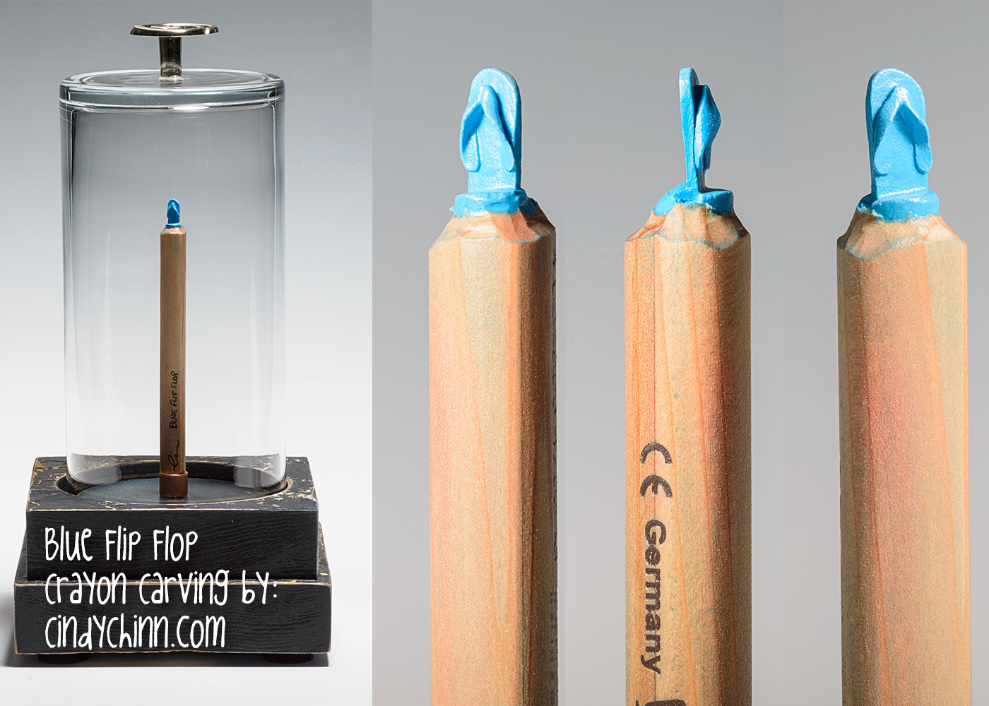 Blue-Flip-Flop-colored pencil carving