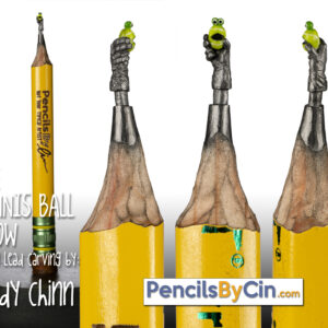 “Dennis Ball” Micro Pencil Lead Carving – Tennis Ball Character Sculpture